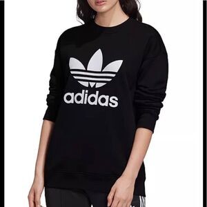 Adidas Trefoil Logo Cotton Sweatshirt Black/White